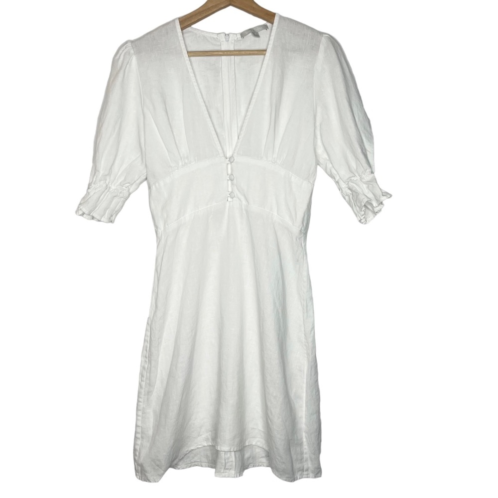 White Story Linen A-Line Balloon Sleeve Mini Dress